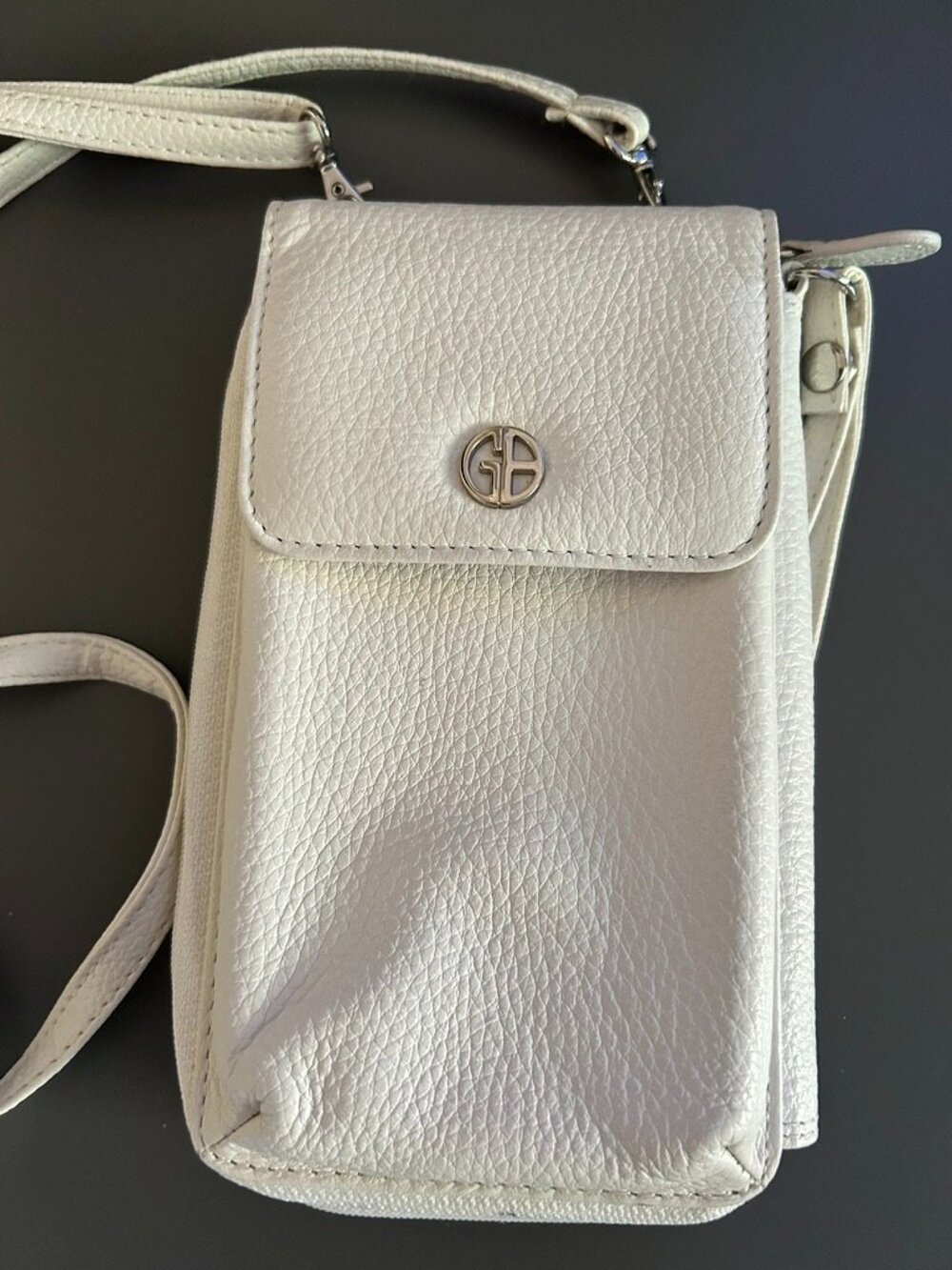 Giani Bernini White Leather Wallet Crossbody Purse